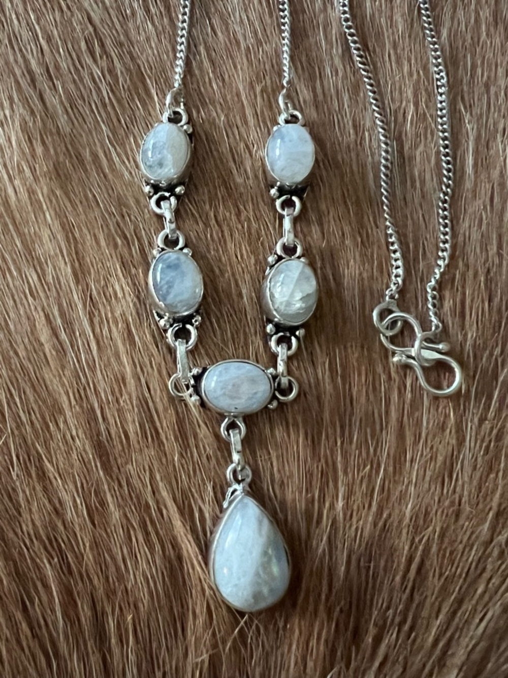 Sterling Silver Moonstone drop necklace - Picture 4 of 6